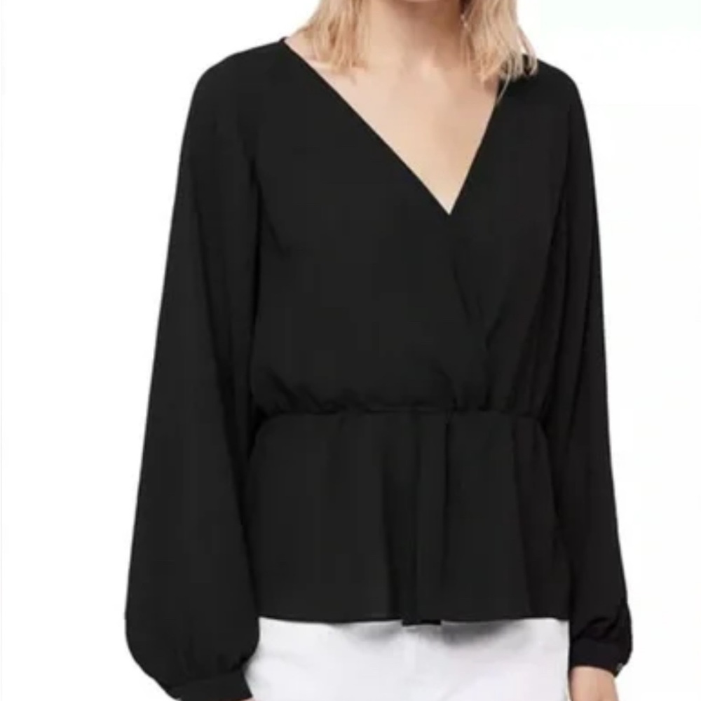 ALLSAINTS Black Black Lasia Peplum Top